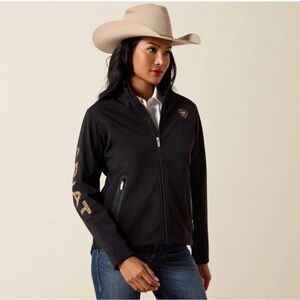 Ariat Women's Team Softshell Jacket Black/Leopard Small NWOT